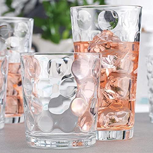Le'raze Drinking Glasses Set of 18 Clear Glass Cups - 6  Highball Glasses 17oz, 6 Rocks Glasses 13oz, 6 DOF Glasses 7oz, Bubble  Design Glassware Set for Water, Juice, Wine
