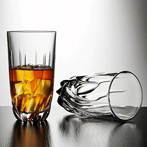 Set Of Six Heavy Base Twist Cut Drinking Glasses Crystal Highball Bar-ware Glasses, Clear Glass Durable Drink Cups, Elegant Glassware Set Ideal For Serving Or Bar - Le'raze by G&L Decor Inc