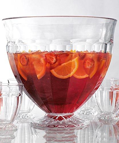 Decorative Large Punch Bowl with 6 Individual Cups - For Ice Cream, Sundae, Punch, Appetizer, Fruit, Pudding & Cocktail, Parties, Events, Buffet, Salads, Fruits, Vegetables, - Le'raze by G&L Decor Inc