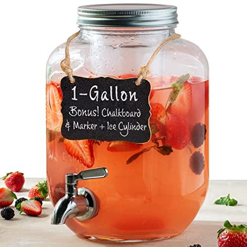 Royalty Art Mason Jar Drink Dispenser with Spigot (1 Gallon) Tea, Juice,  and Beverage Server