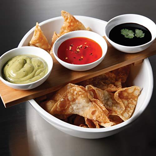 Le'raze Elegant Chips and Dip Serving Bowl, Ceramic Condiment Dip Sauce Ramekins Set, Elegant 5 Piece Serving Set with White Bowls & Bamboo Tray - Le'raze by G&L Decor Inc