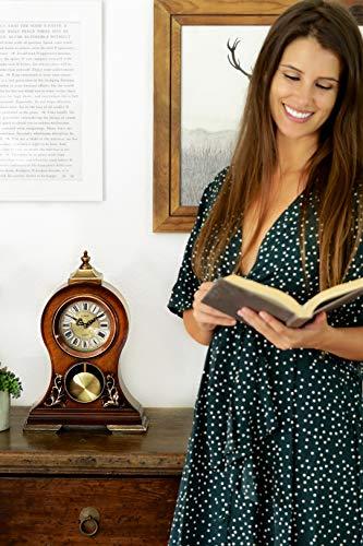 LE'RAZE Elegant Decorative Grandfather Clock, Hand Painted Wood Modern Mantel with Swinging Pendulum Shelf, Tabletop, Desk, Buffet, - Color Mahogany - - Le'raze by G&L Decor Inc