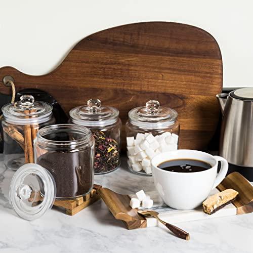 Set of 2 Glass Cookie Jars + Labels & Marker - 1 Gallon Canister Sets for Kitchen Counter with Airtight Lids, Sugar Packet Holders Food Storage Containers with Lids Airtight for Pantry, Flour, Sugar, - Le'raze by G&L Decor Inc