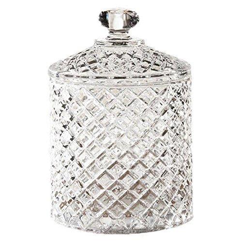 Elegant Crystal Diamond-faceted Biscuit, Candy, Jar With Crystal Lid, Quality Decorative Dish Home Basic Food Storage & Organization Set - Le'raze by G&L Decor Inc