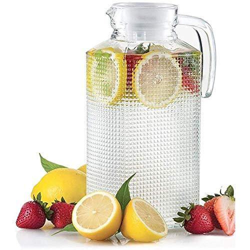 Glass Pitcher With Lid And Spout - 1.8-liter Water Pitcher With Handle For Chilled Beverage Homemade Juice, Iced Tea - Le'raze by G&L Decor Inc