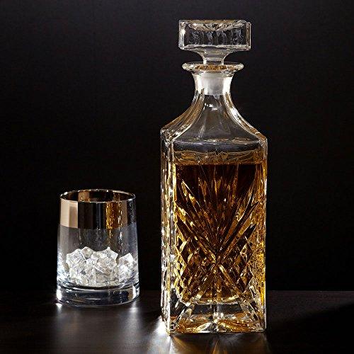 Crystal Whiskey, Wine, Bourbon, Tequila or Scotch Decanter Vintage Square Design Decanter Bottle with Stopper (750ml) … - Le'raze by G&L Decor Inc