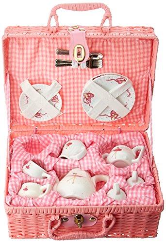 Delton Products Ballerina Tea Set For Two in Basket - 18 Pieces - Le'raze by G&L Decor Inc