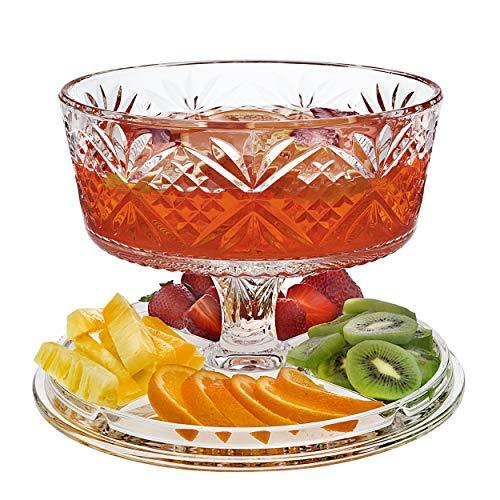 Godinger 4 in 1 Cake Stand and Serving Plate Platter with Dome Cover, Multi-Purpose Use - Dublin Crystal Collection - Le'raze by G&L Decor Inc