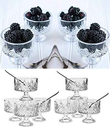 Crystal Dessert Bowls 16-Pc Trifle Tasting Set, Dessert, Ice Cream, Fruit Bowls - Le'raze by G&L Decor Inc