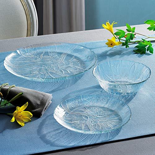 Elegant Floral Design [Set of 12] Dinner Plate and Charger, Wedding Reception Plate Chargers For Table Settings, Glass Round Heavyweight Charger Plates, 10.75 inches - Le'raze by G&L Decor Inc