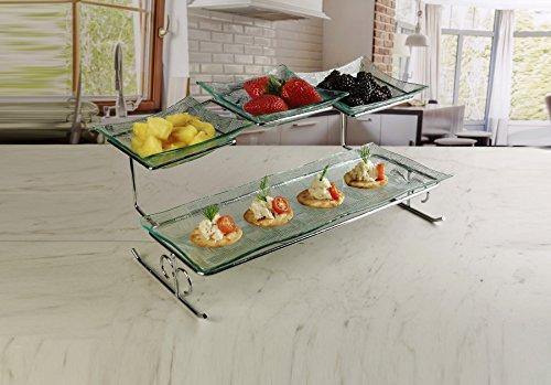 2 Tier Server Stand with Bowls & Tray |Tiered Serving Platter Perfect for Cake, Dessert, Shrimp, Appetizers & More - Le'raze by G&L Decor Inc