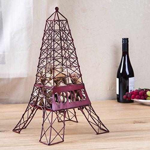 Le’Raze Eiffel Tower Wine Cork Holder, Black Metal Wire Design Cage, Tabletop Art Décor Displays/Stores Corks Mounted. Great Gift Idea for Any Wine Lover. 17inch High - Le'raze by G&L Decor Inc