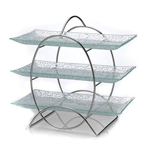 3 Tier Server Stand with Trays - Tiered Serving Platter - Perfect for Cake, Dessert, Shrimp, Appetizers & More - Le'raze by G&L Decor Inc