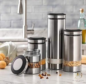 Quality Modern Red Stainless Steel Canister Set for Kitchen Counter wi -  Le'raze by G&L Decor Inc