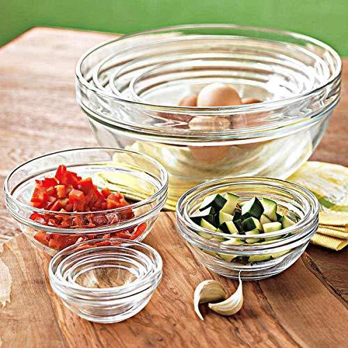 10-Piece Stackable Bowl Set, Tempered Glass Prep Bowls, All Purpose Round Kitchen Serving Bowls, Salads, Cereal, Soup, Ice Cream, Pasta, Fruits, Everyday Bowls - Le'raze by G&L Decor Inc