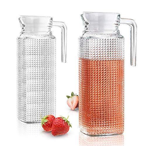 Fruit Infuser Water Pitcher, Glass Pitcher with Lid and Spout, 1.7 Lit -  Le'raze by G&L Decor Inc