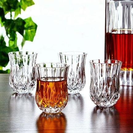 Elegant Crystal Whiskey and Wine Decanter Bar Set. Irish Cut 7 Piece Set Liquor Decanter 450ml. 6 Tulip-shaped 2oz Shot Glasses - Le'raze by G&L Decor Inc