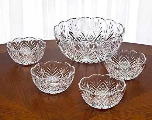 Elegant All Purpose Round Serving Bowl Salad/food Glass Bowls, Set of 5 Clear Glass Wavy Salad Bowl, Mixing Bowl, - Le'raze by G&L Decor Inc