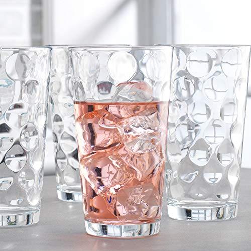 Attractive Bubble Design Highball Glasses Clear Heavy Base Tall Bar Glass Bubble Design - Set Of 10 Drinking Glasses for Water, Juice, Beer, Wine, and Cocktails 16 Ounces - Le'raze by G&L Decor Inc