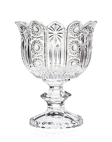 Elegant Footed Glass Candy Dish, for Fruit, Salad, and Dessert, Decorative 6 Inch Centerpiece Crystal Bowl - Le'raze by G&L Decor Inc