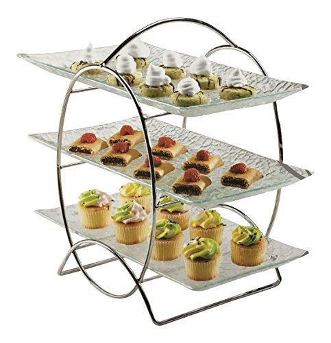 3 Tier Server Stand with Trays - Tiered Serving Platter - Perfect for Cake, Dessert, Shrimp, Appetizers & More - Le'raze by G&L Decor Inc