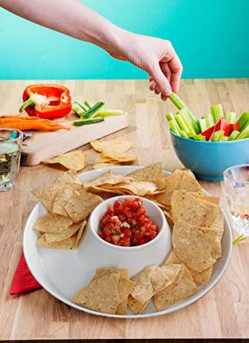 Chip and Dip Serving Bowl, Elegant Serving Dish - Great for Chips, Dips, Appetizer, Fruit Bowl, Salad and Snack – Ceramic Chips and Dip Plate - Le'raze by G&L Decor Inc