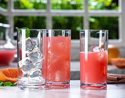 Acrylic Highball Glasses [Set of 10] Clear Tall Bar Glass - Drinking Glasses for Water, Juice, Beer, Wine, Whiskey, and Cocktails | 13 Ounce Cups - Le'raze by G&L Decor Inc