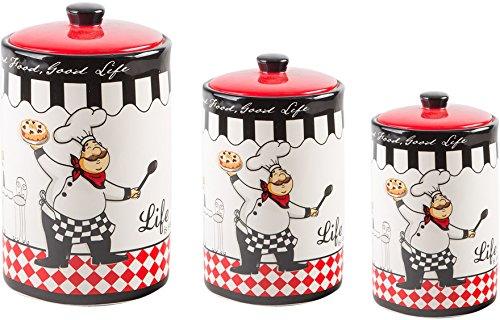Ceramic Kitchen Canisters | Set of 3 Food Storage Jars with Air Tight Lids for Kitchen or Bathroom | Decorative Ceramic Canister Set - Le'raze by G&L Decor Inc