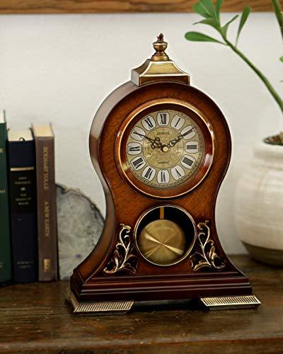 LE'RAZE Elegant Decorative Grandfather Clock, Hand Painted Wood Modern Mantel with Swinging Pendulum Shelf, Tabletop, Desk, Buffet, - Color Mahogany - - Le'raze by G&L Decor Inc