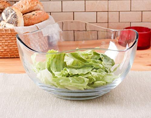 Clear Glass Wavy Salad Bowl, Mixing Bowl, All Purpose Round
