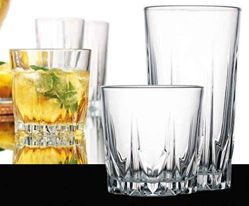 Elegant Classic Mixed Drink ware Set, Set of 16, 8-14.75 Ounce and 8-10 Ounce Double Old Fashioned Drinking Glasses, Modern Durable Design. - Le'raze by G&L Decor Inc