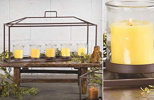 Decorative Glass & Metal Four-Piece Candleholder for Tealight, Votive and Pillar Candles - Home Decor, Wedding Accent, Event or Party Centerpiece With Black Metal Stand Candelabra Wrought Iron Candle - Le'raze by G&L Decor Inc