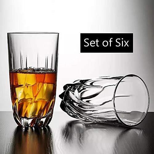 Heavy Base Twist Cut Drinking Glasses, [Set of 6] Crystal Highball Bar-ware Glasses, Clear Glass Durable Glass Cups, Elegant Glassware Set Ideal For Serving Or Bar - Le'raze by G&L Decor Inc