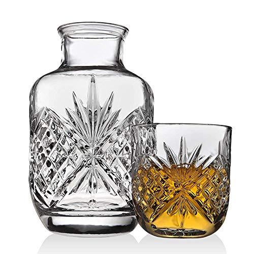 Crystal Bedside Night Carafe with Tumbler Glass Set - Le'raze by G&L Decor Inc