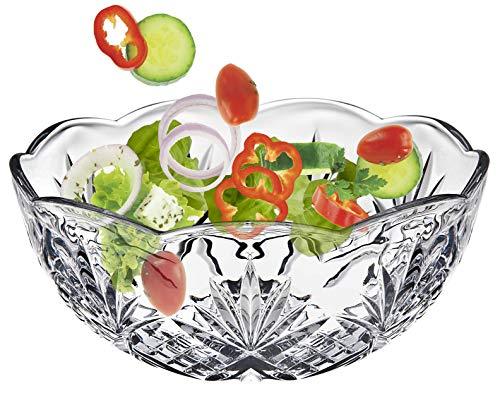 Elegant Crystal Clear Salad Bowl, Glass Mixing Bowl, All Purpose Round Serving Bowl - Le'raze by G&L Decor Inc