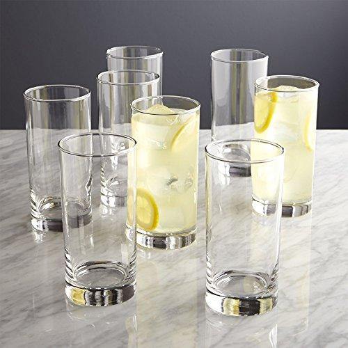 Set of 16 Drinking Glasses, Heavy Base Durable Glass Cups - 8 Highball -  Le'raze by G&L Decor Inc