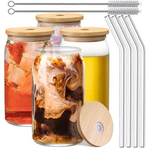 Set of 4 Snifters with Bamboo Lids and Straws - Le'raze by G&L Decor Inc