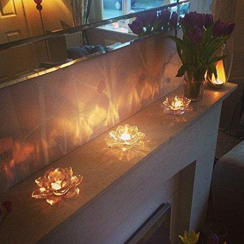 Le’Raze Crystal Votive Candle Holder, Glass Tea Light Lotus Candle Holders, Set of 2, Decoration for Home, Table, Buffet, Desk, Spa, Wedding or Party - Le'raze by G&L Decor Inc