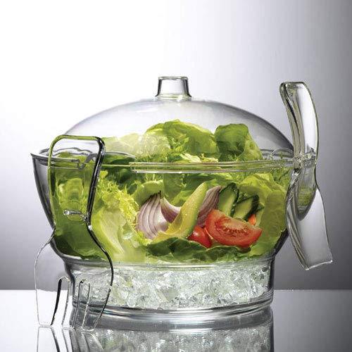 Acrylic Salad Bowl Set with Ice Chiller Base for Chilled Pasta, Salad, Fruit and More - Le'raze by G&L Decor Inc