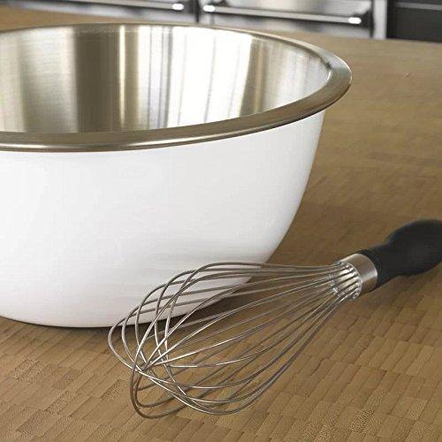 Beautiful Set of 3 White Round Serving Bowls with Bright Mirror Finish Stainless Steel interior, Professional Cookware and Prep Polished Mixing Bowl, Nesting Basin with Wide Rims. Multipurpose Dish - Le'raze by G&L Decor Inc