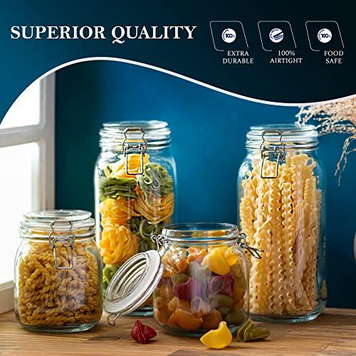 Glass Food Storage Jars with Airtight Lids Pack Square Mason