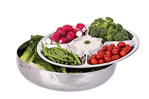 Classic Double Wall Serving Bowl - Stainless Steel 2 Piece Party Bowl and Serving Tray - Great for Salads, Fruit, Snacks, Chips and dips, - Hot & Cold - Le'raze by G&L Decor Inc