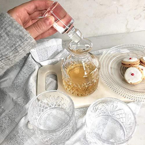 Stackable Whiskey Decanter and Whisky Glasses 3 pc set, for Liquor Scotch Bourbon or Wine - Le'raze by G&L Decor Inc