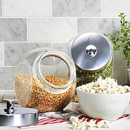 Glass cookie jars for kitchen counter,(3 Pack) 75 oz food storage canisters with plastic airtight lids - pantry organizer, candy jars for candy buffet, fruit -coffee canister, laundry detergent holder - Le'raze by G&L Decor Inc