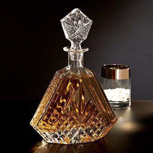 Crystal Liquor Whiskey and Wine Decanter Set. Triangular Decanter Bottle with Stopper - Le'raze by G&L Decor Inc