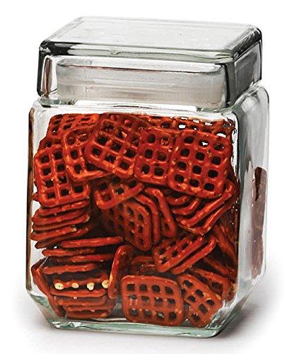 Kitchen Glass Canister Set, Clear With Air Tight Seal Lids for Bathroom or Kitchen, Set of 3 Square Flour And Sugar Storage Jars Containers - Le'raze by G&L Decor Inc