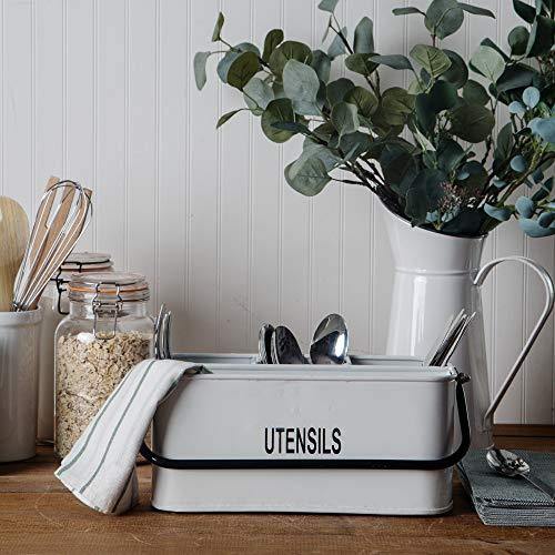 12"L WHITE ENAMEL RECTANGLE CADDY WITH BLACK RIM - Le'raze by G&L Decor Inc