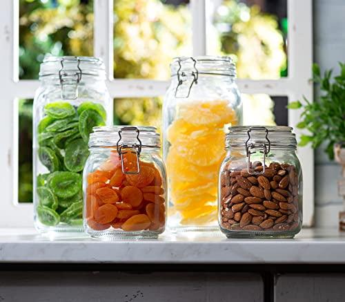 Glass Jars with Bamboo Lids, Glass Food Storage Containers, Airtight  Stackable Kitchen Canister Sets for kitchen Counter, Candy, Cookie, Rice,  Sugar