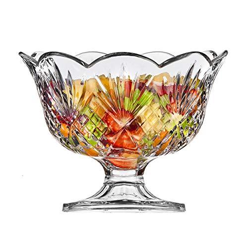 Elegant Large Crystal Serving Bowl, Centerpiece For Home, Office, Wedding Decor, Fruit, Snack, Dessert, Server, Premium Quality Punch Bowl - Le'raze by G&L Decor Inc