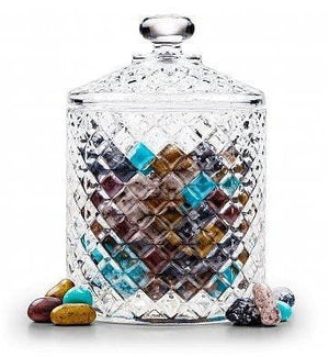 Elegant Crystal Diamond-faceted Biscuit, Candy, Jar With Crystal Lid, Quality Decorative Dish Home Basic Food Storage & Organization Set - Le'raze by G&L Decor Inc